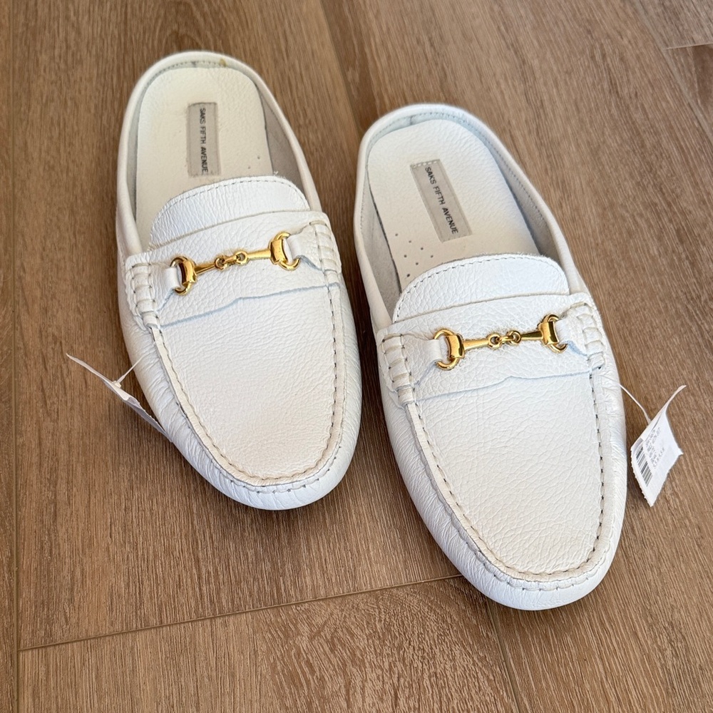 SAKS • White Leather Loafers • 9